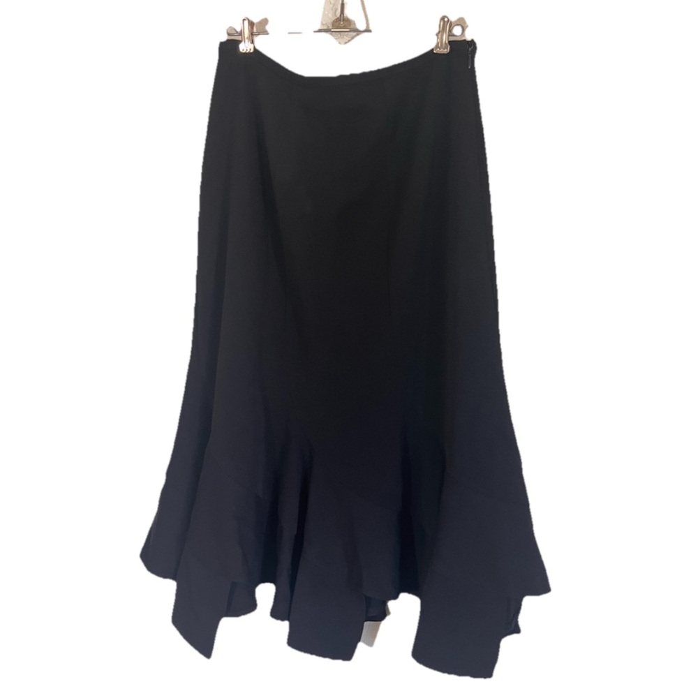 Fluted Vintage Midi Skirt Black Sz 10 Maakif Classic Career Wear Office Twirl